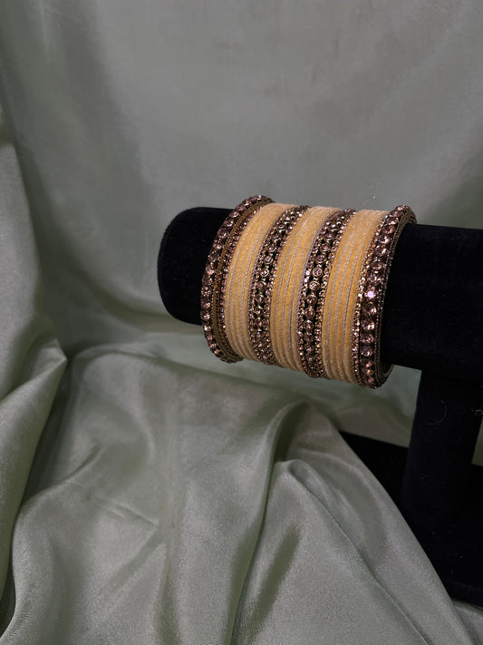 yellow velvet bangle set