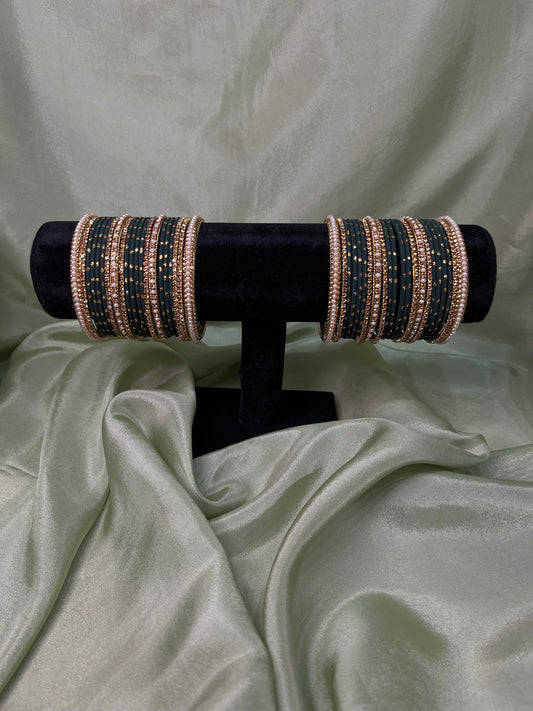 Emerald green bindi bangle set