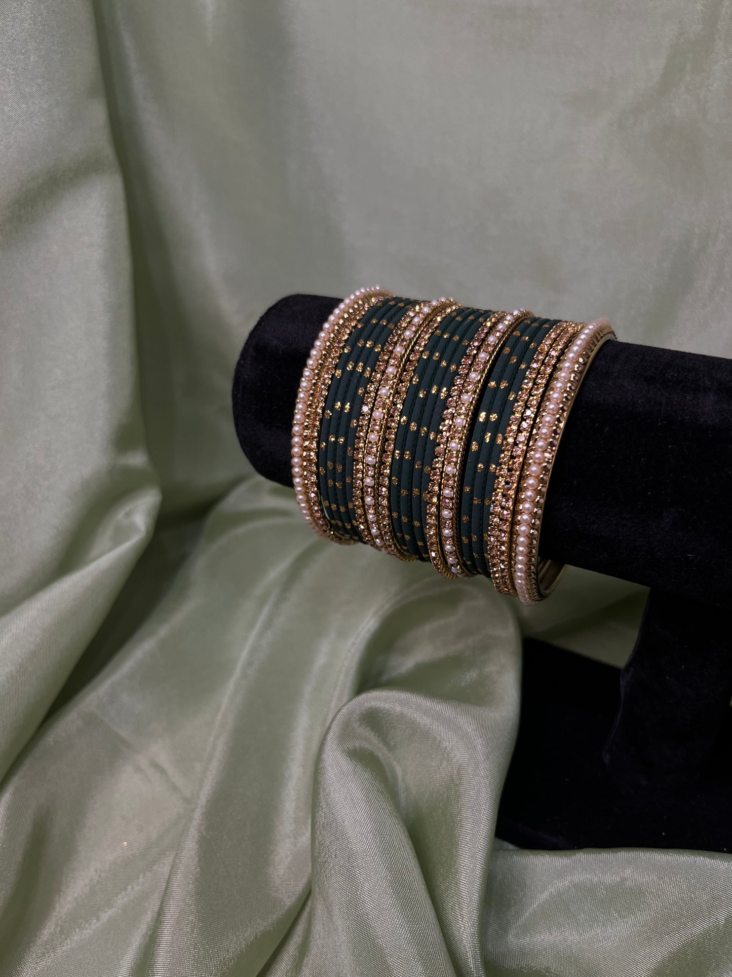 Emerald green bindi bangle set