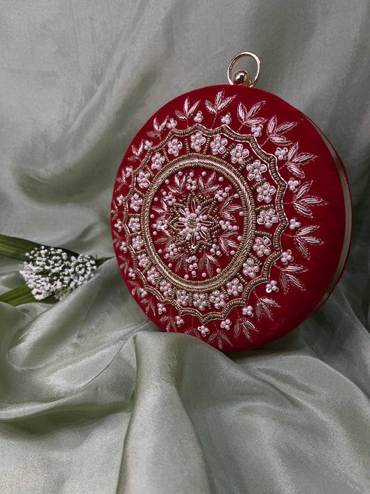 Red round clutch