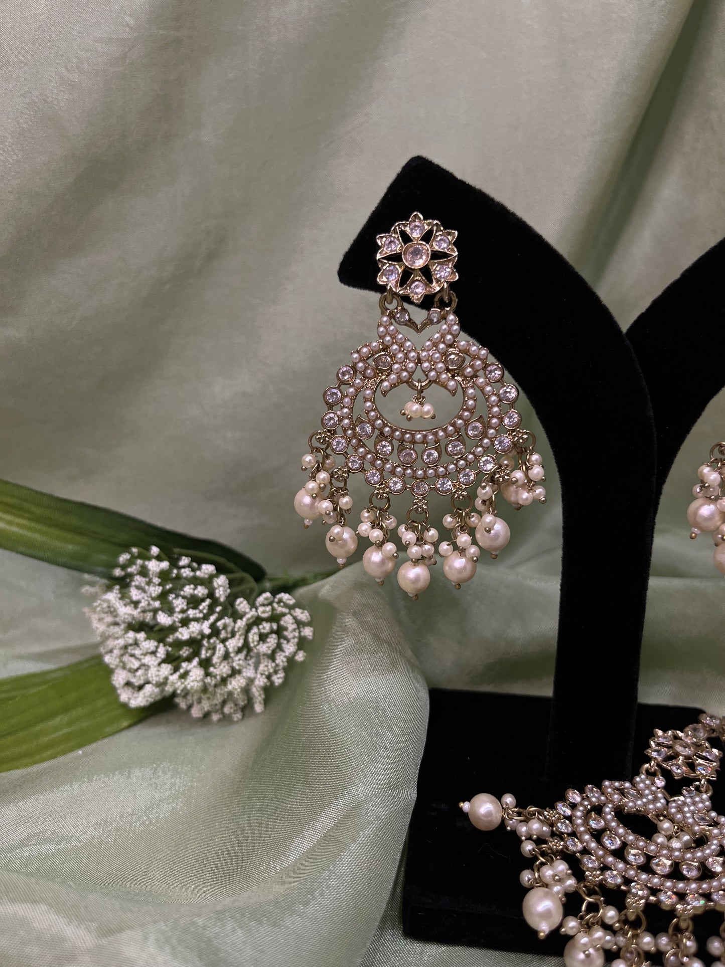 White earring/tikka set