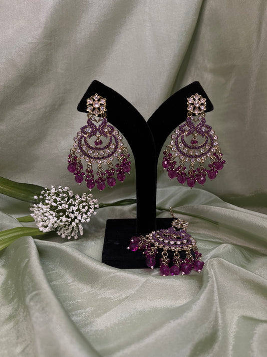 Purple earring/tikka set