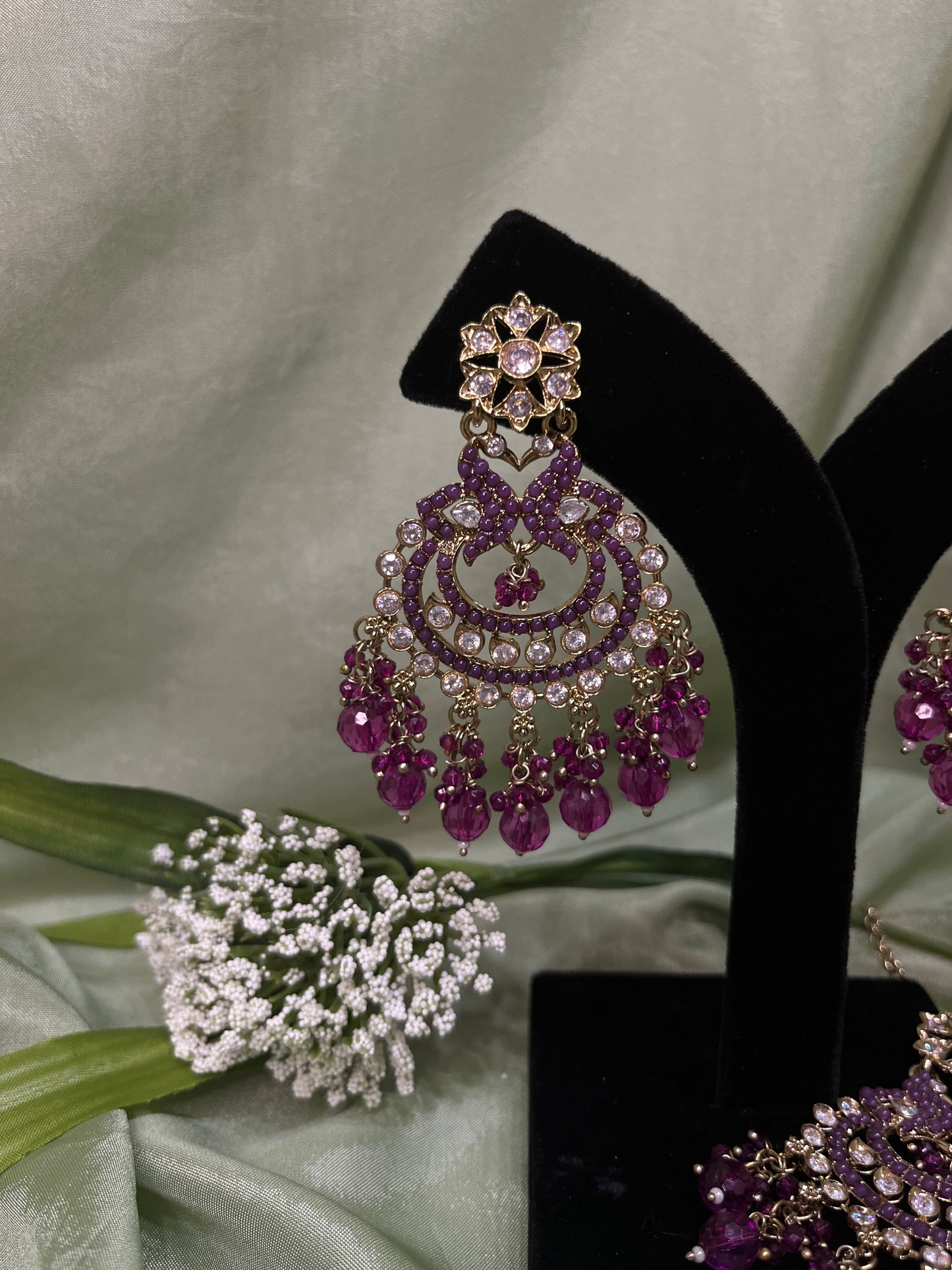 Purple earring/tikka set