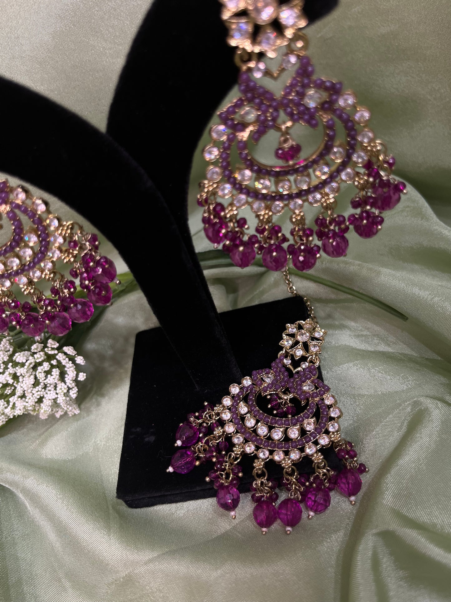 Purple earring/tikka set