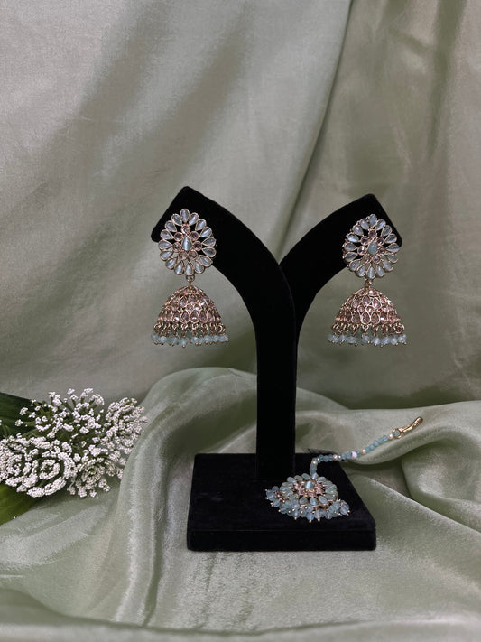Baby blue jhumki/tikka set