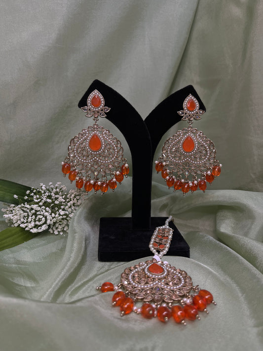 Orange earring/tikka set