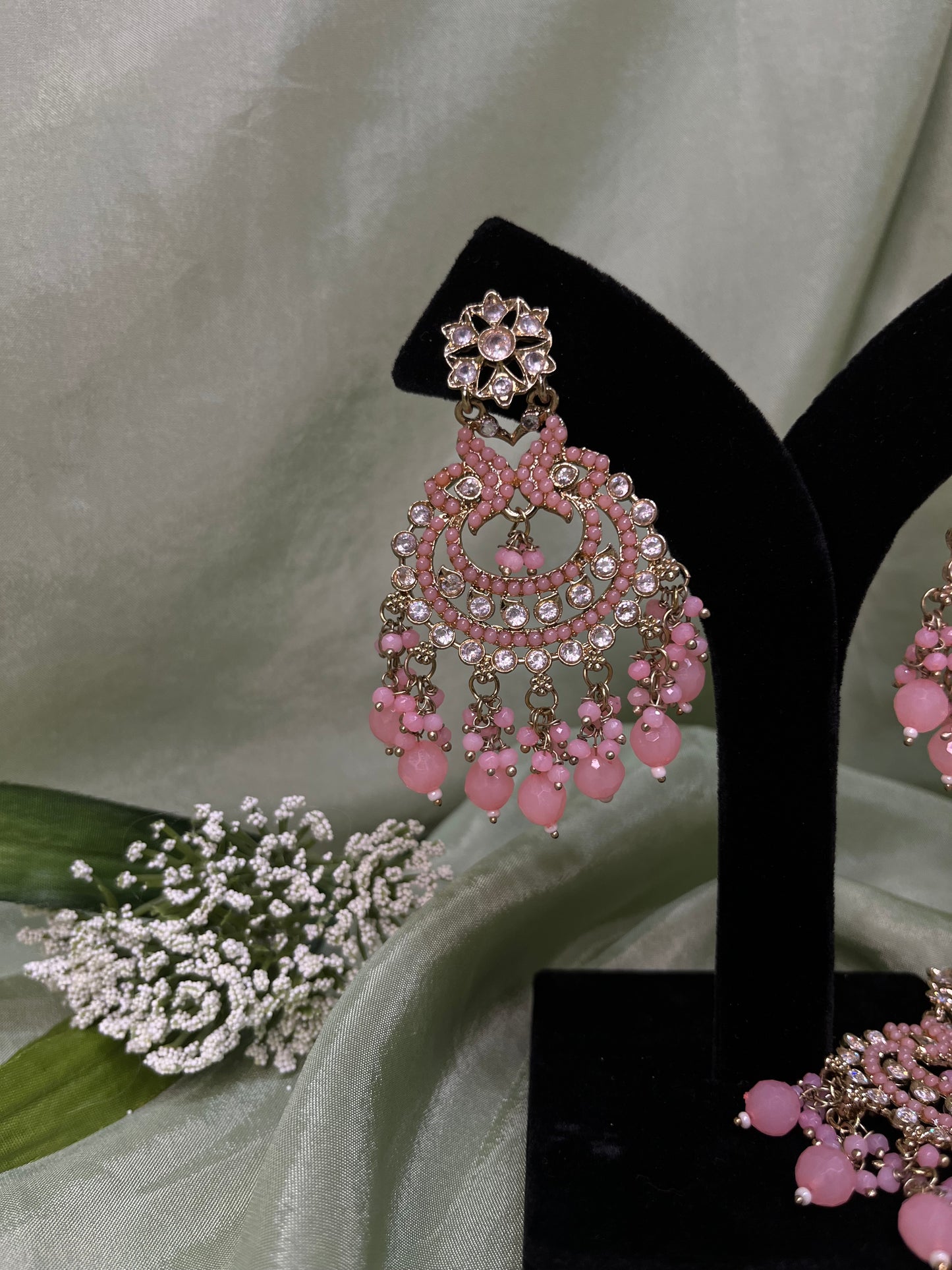 Baby pink earring/tikka set