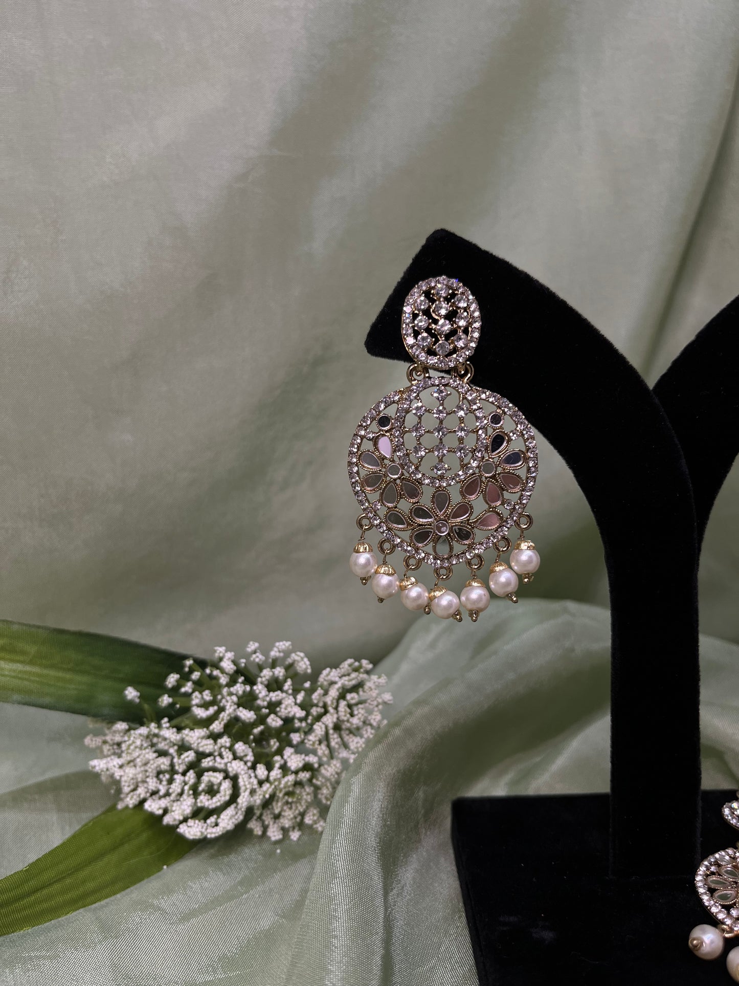 Mirror work earring/tikka set