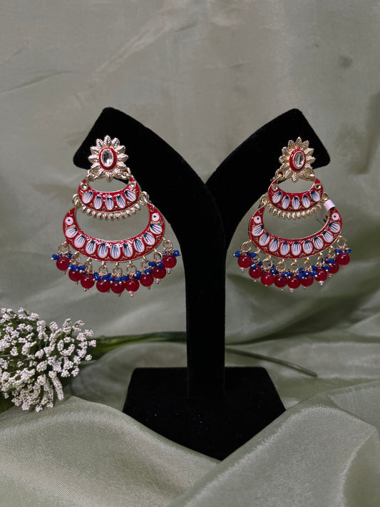 Red meenakari earrings