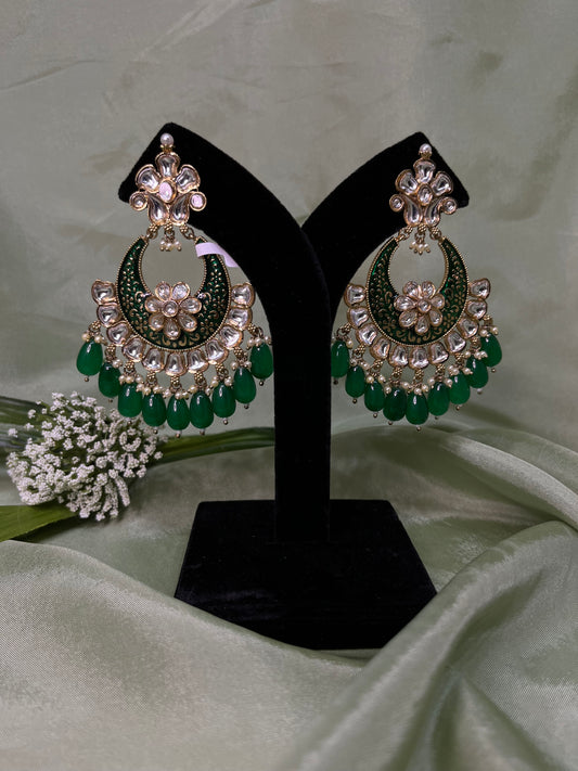 Emerald green statement earrings