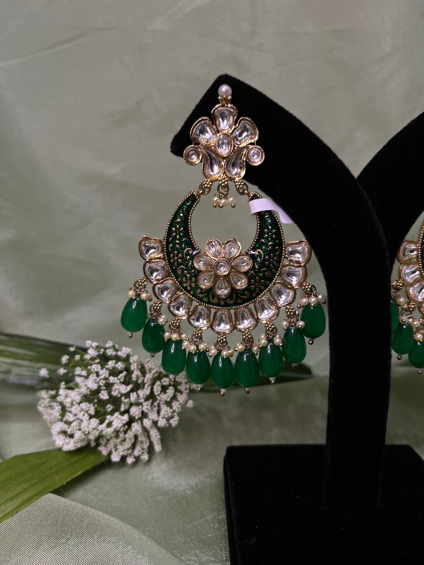Emerald green statement earrings