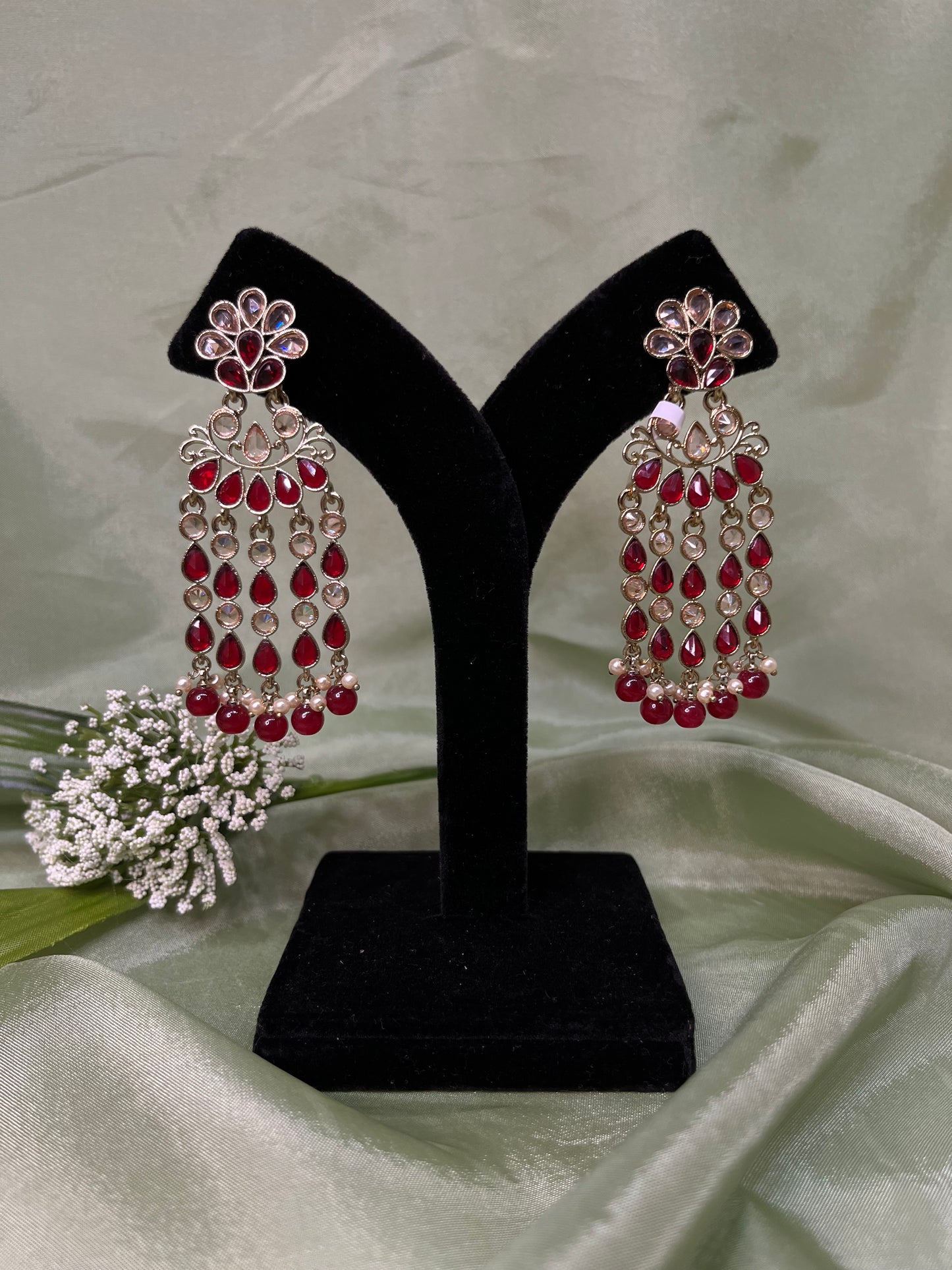 Red dangling earrings