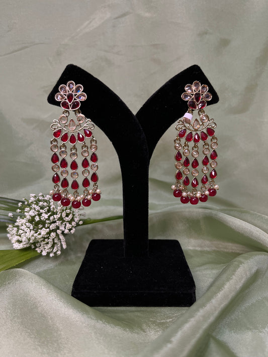 Red dangling earrings