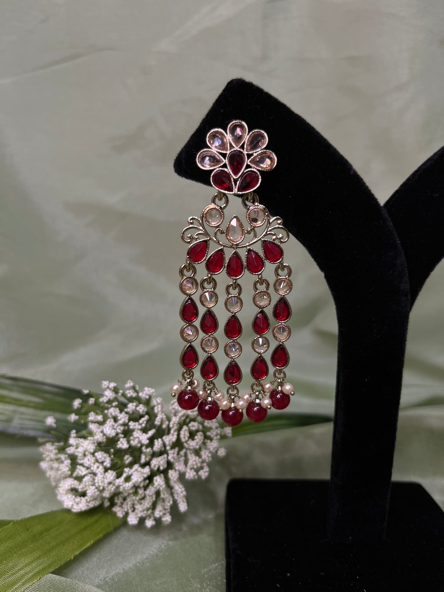 Red dangling earrings
