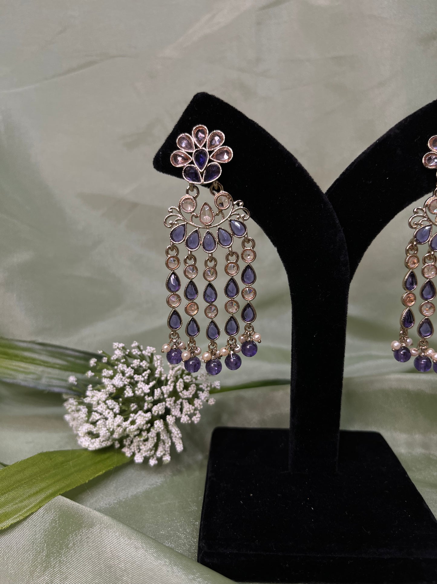 Purple dangling earrings
