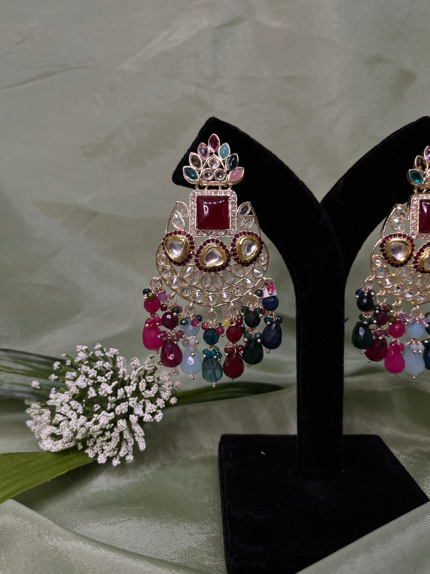 Multi-colour statement earrings