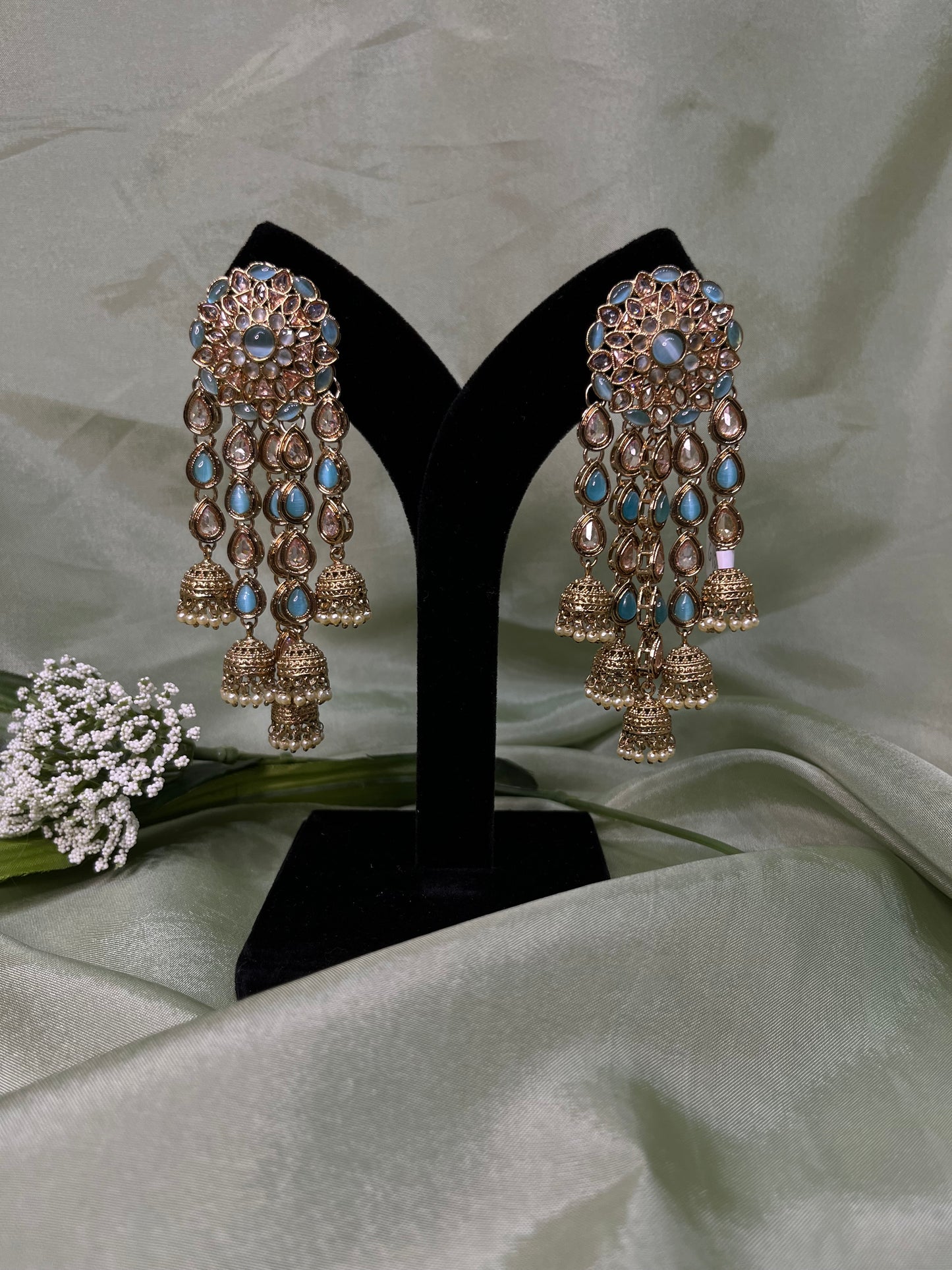 Light blue dangling earrings