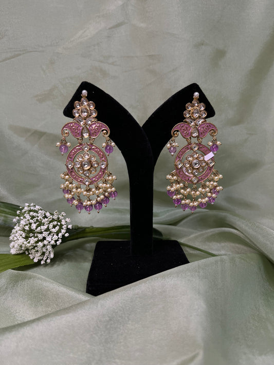Lavender meenakari earrings