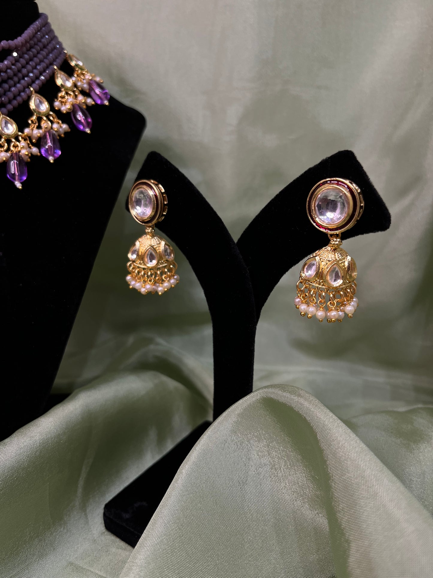 Purple kundan choker