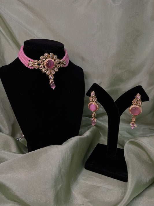 Baby pink choker set