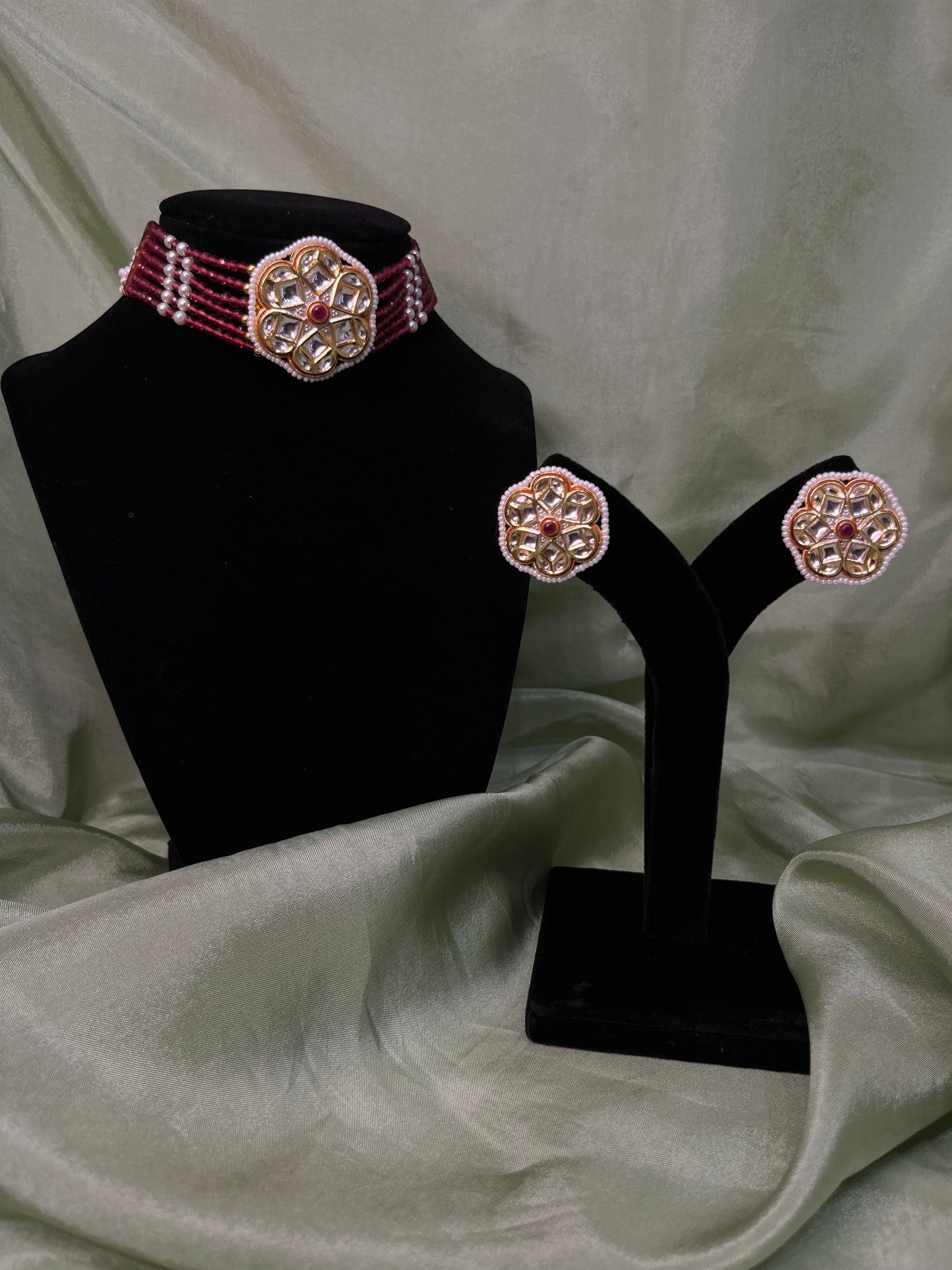 Red kundan choker set