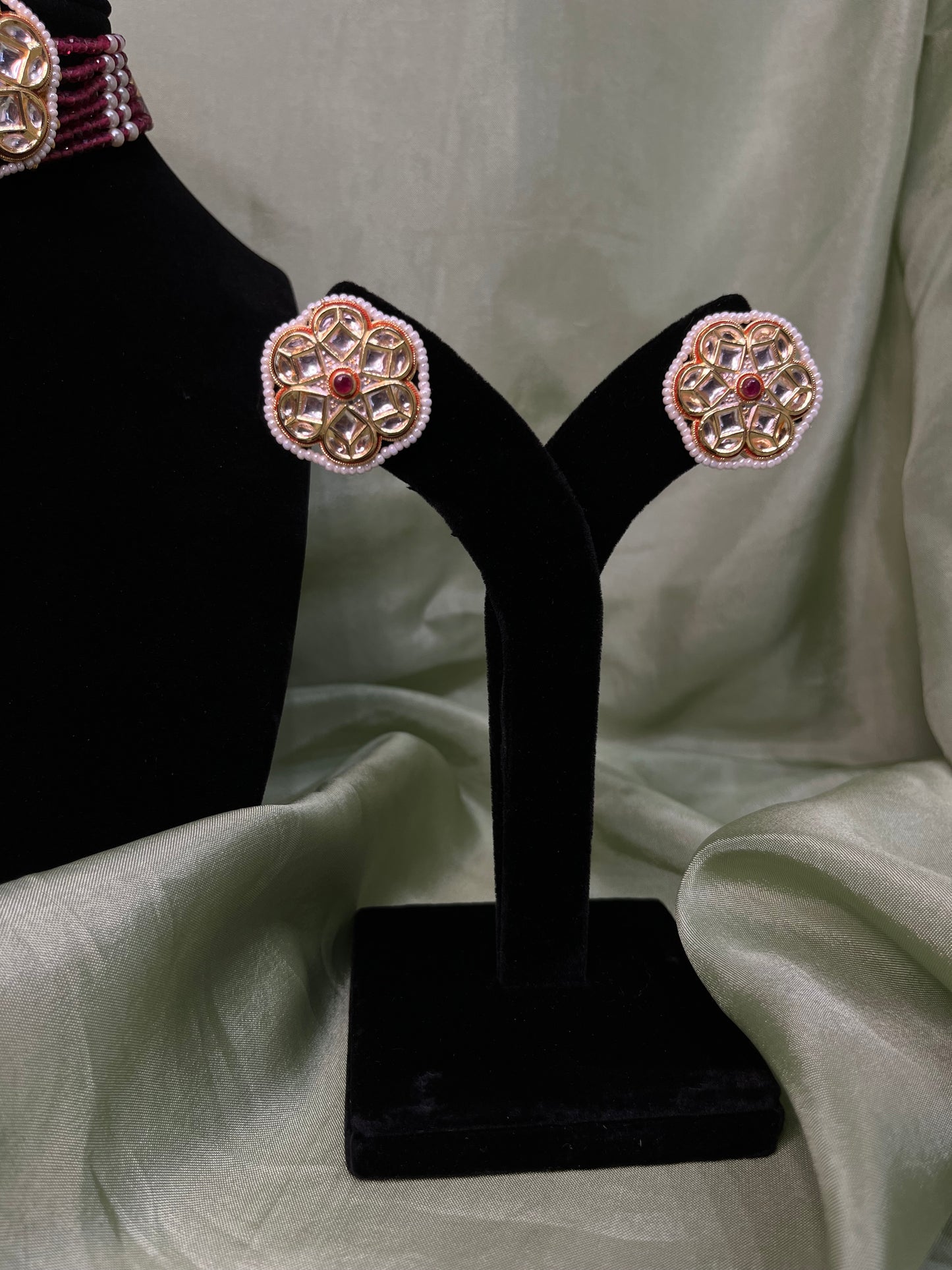 Red kundan choker set