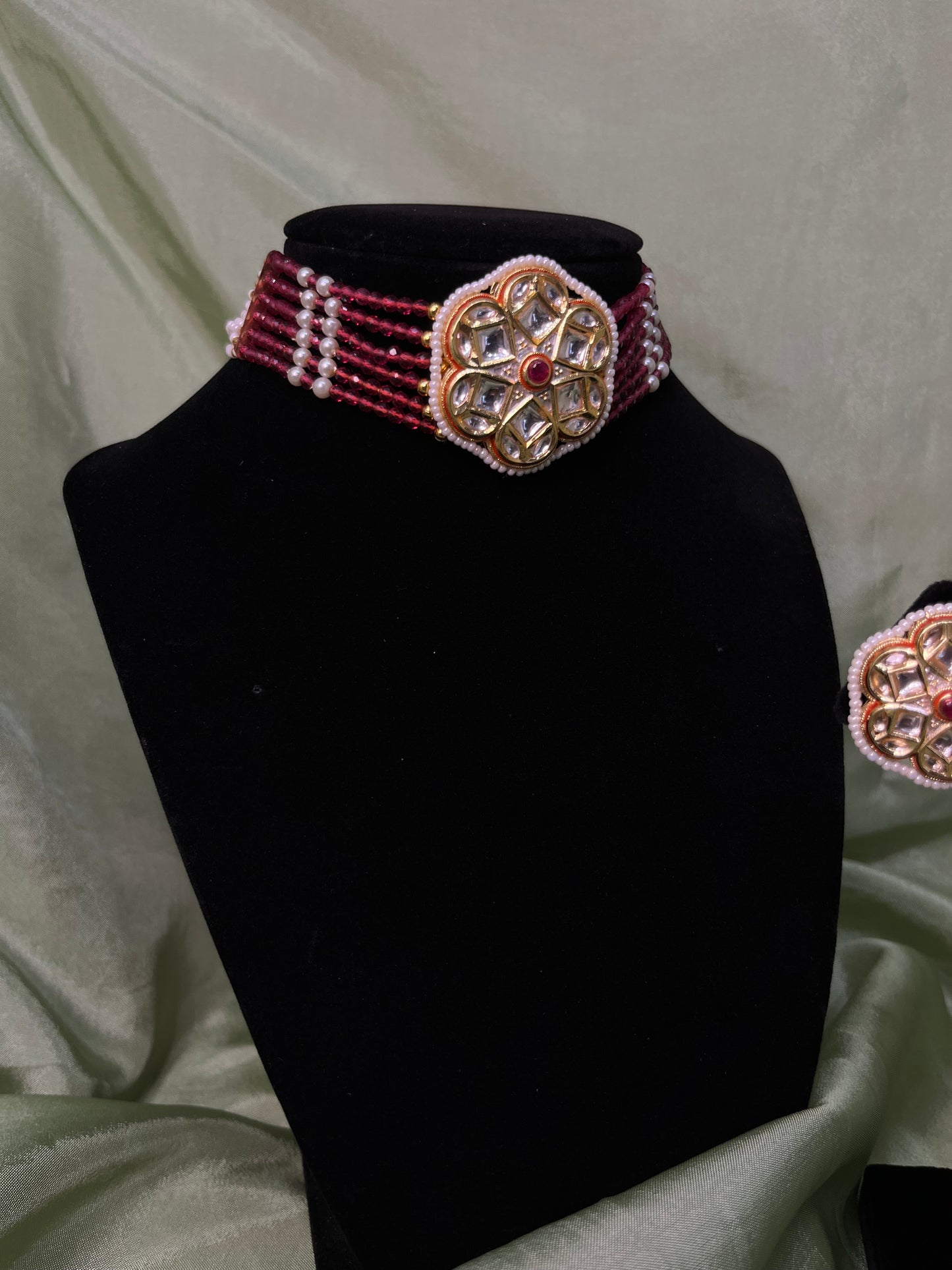 Red kundan choker set