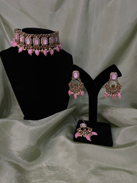 Baby pink choker set