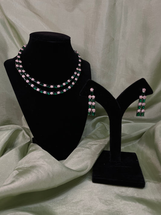 Emerald green American diamond set