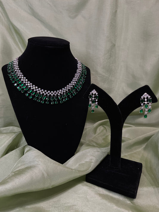 Emerald green American diamond set