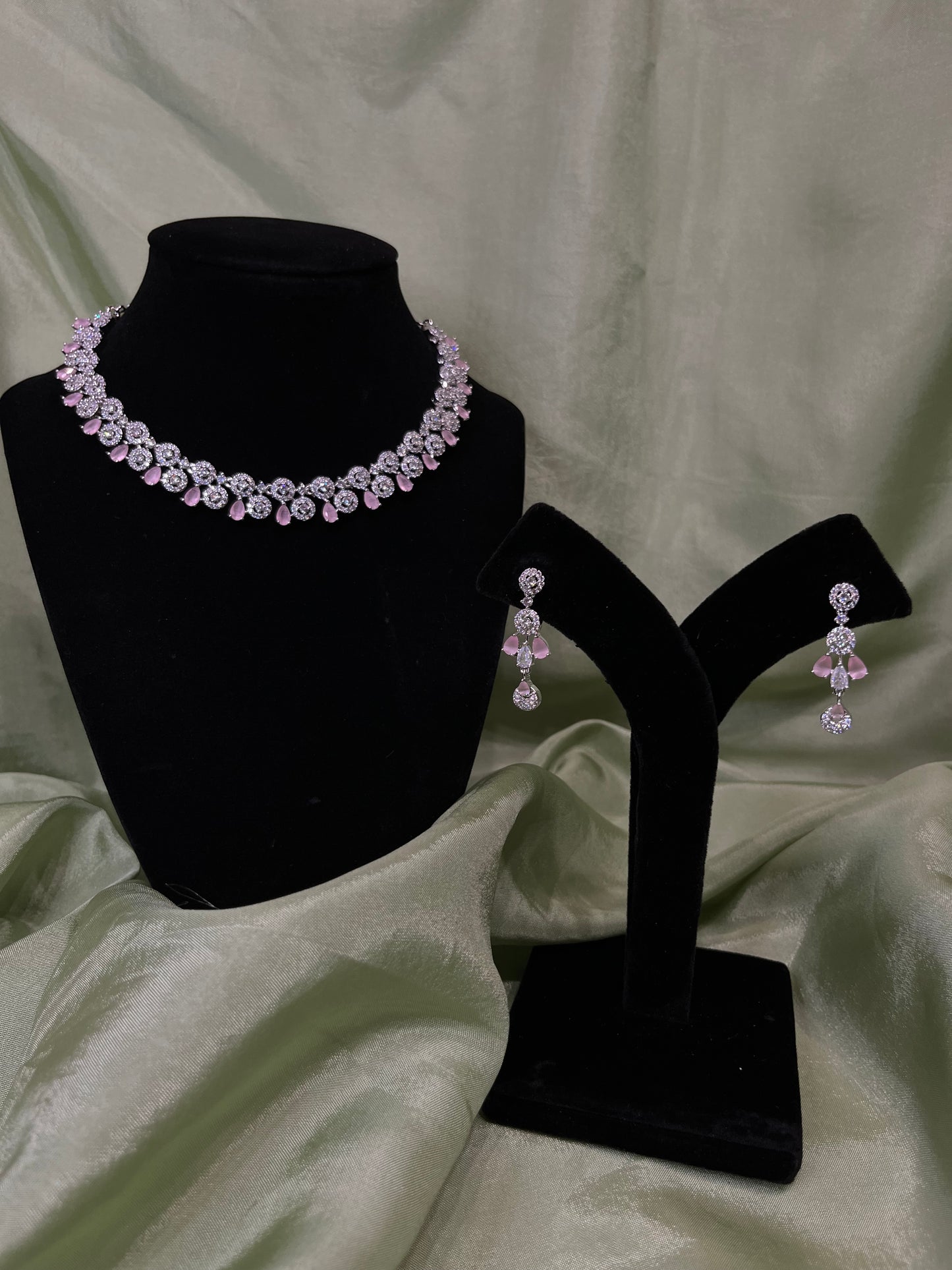 Baby pink American diamond set