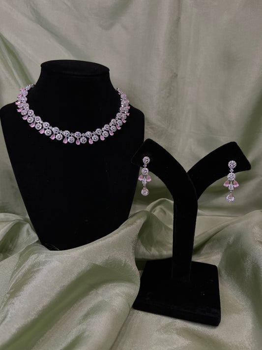 Baby pink American diamond set