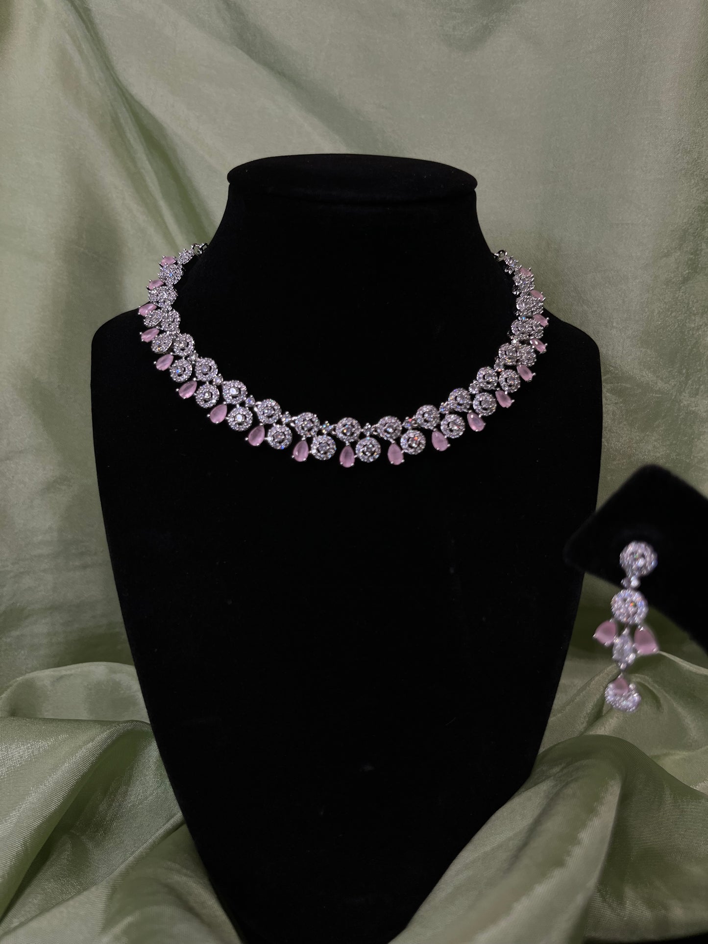Baby pink American diamond set