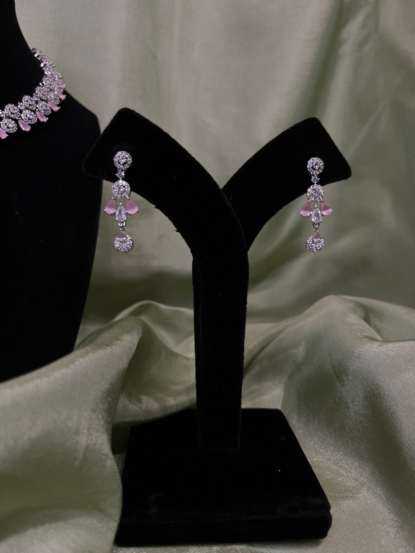 Baby pink American diamond set