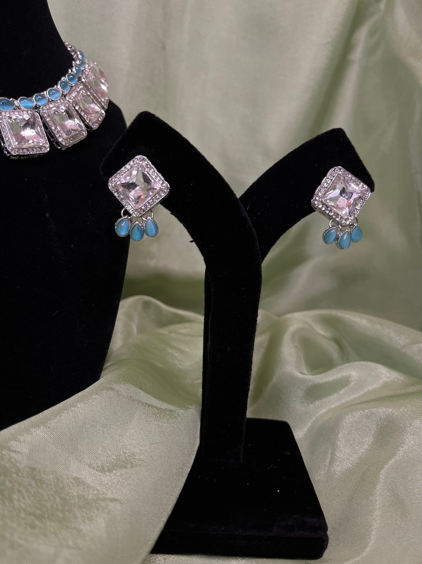 Light blue American diamond set