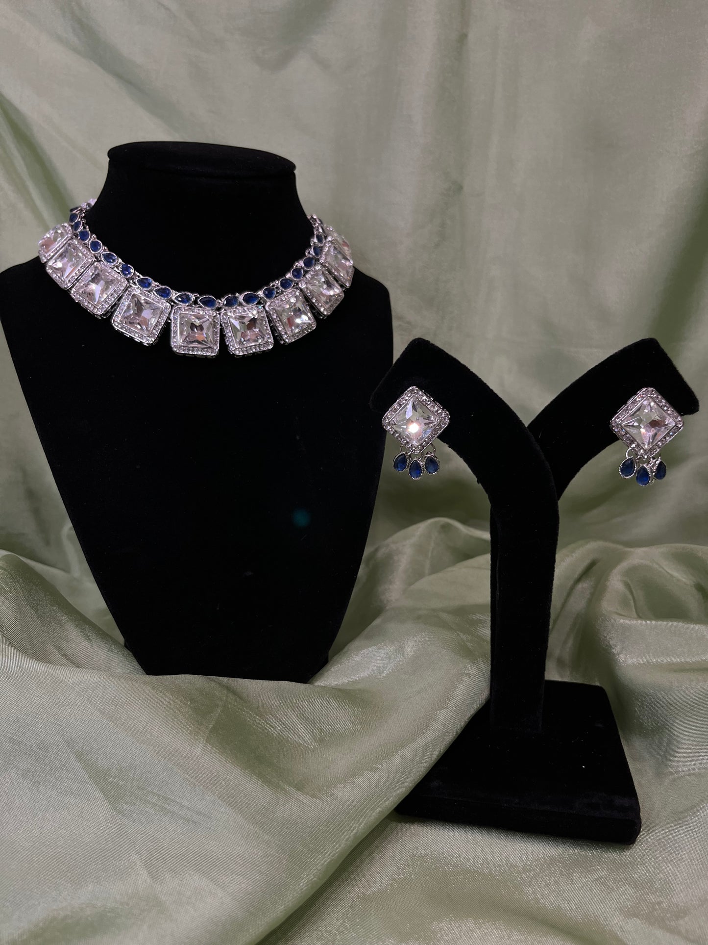Navy blue American diamond set