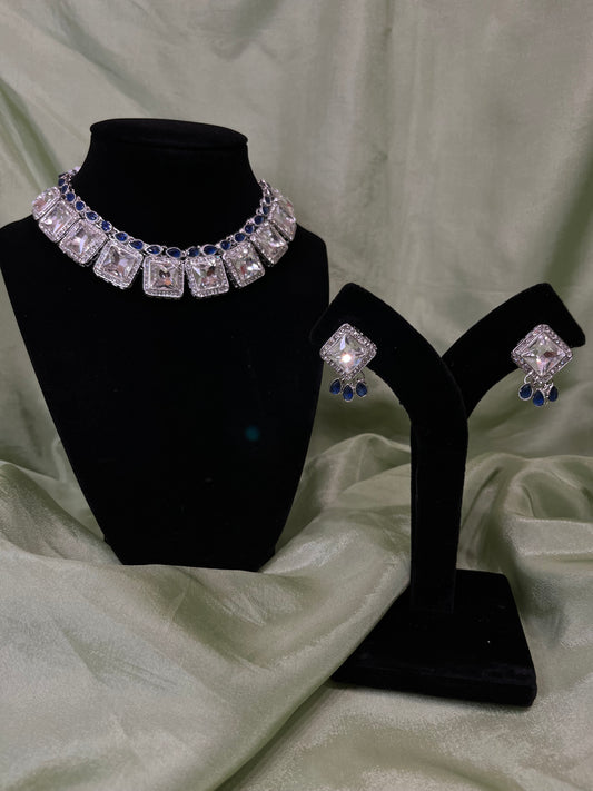 Navy blue American diamond set