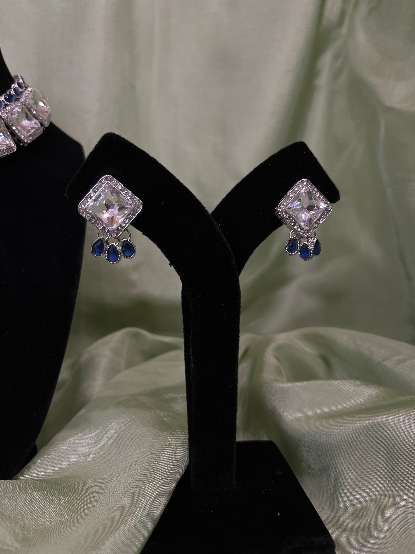 Navy blue American diamond set