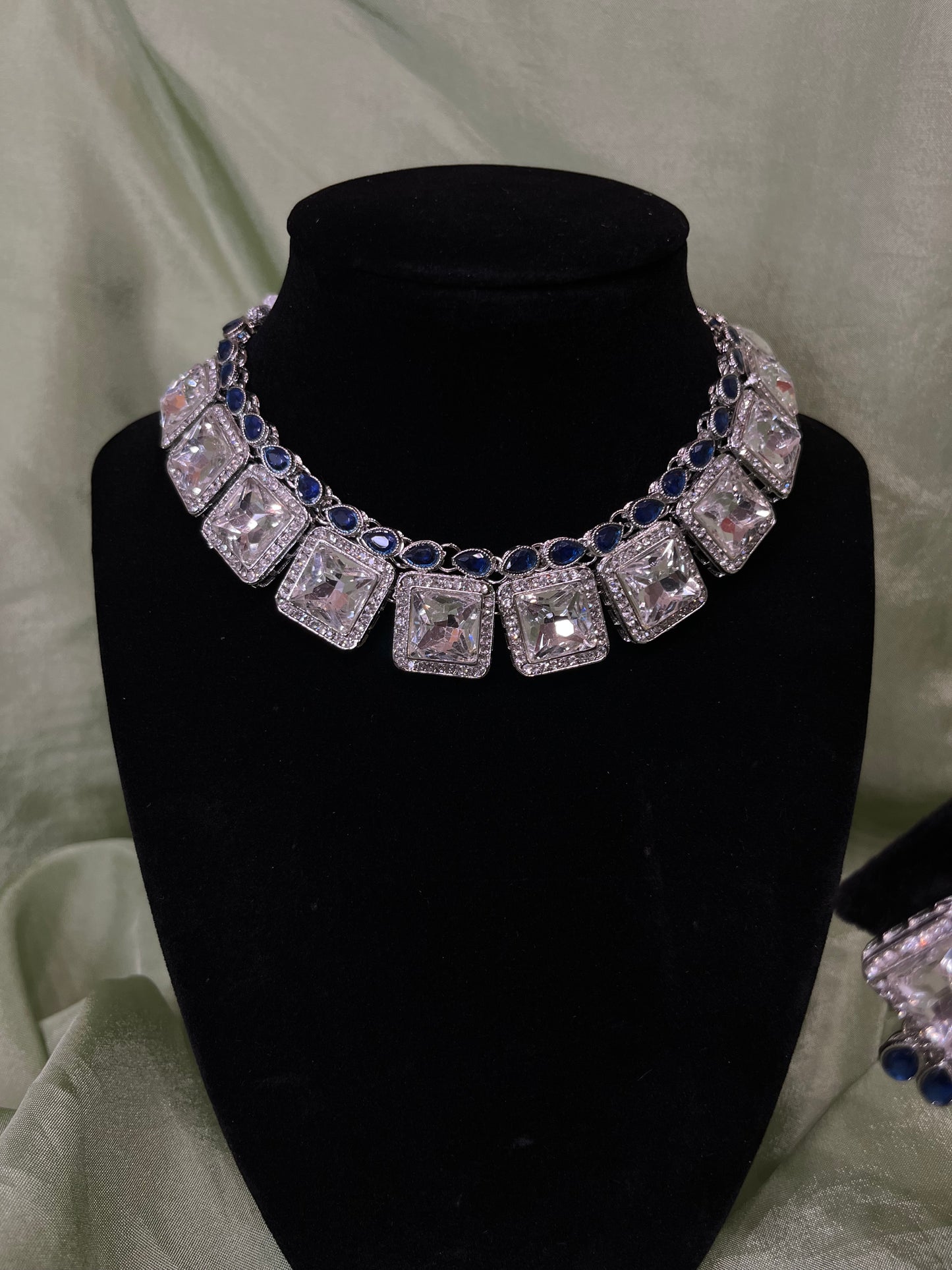 Navy blue American diamond set