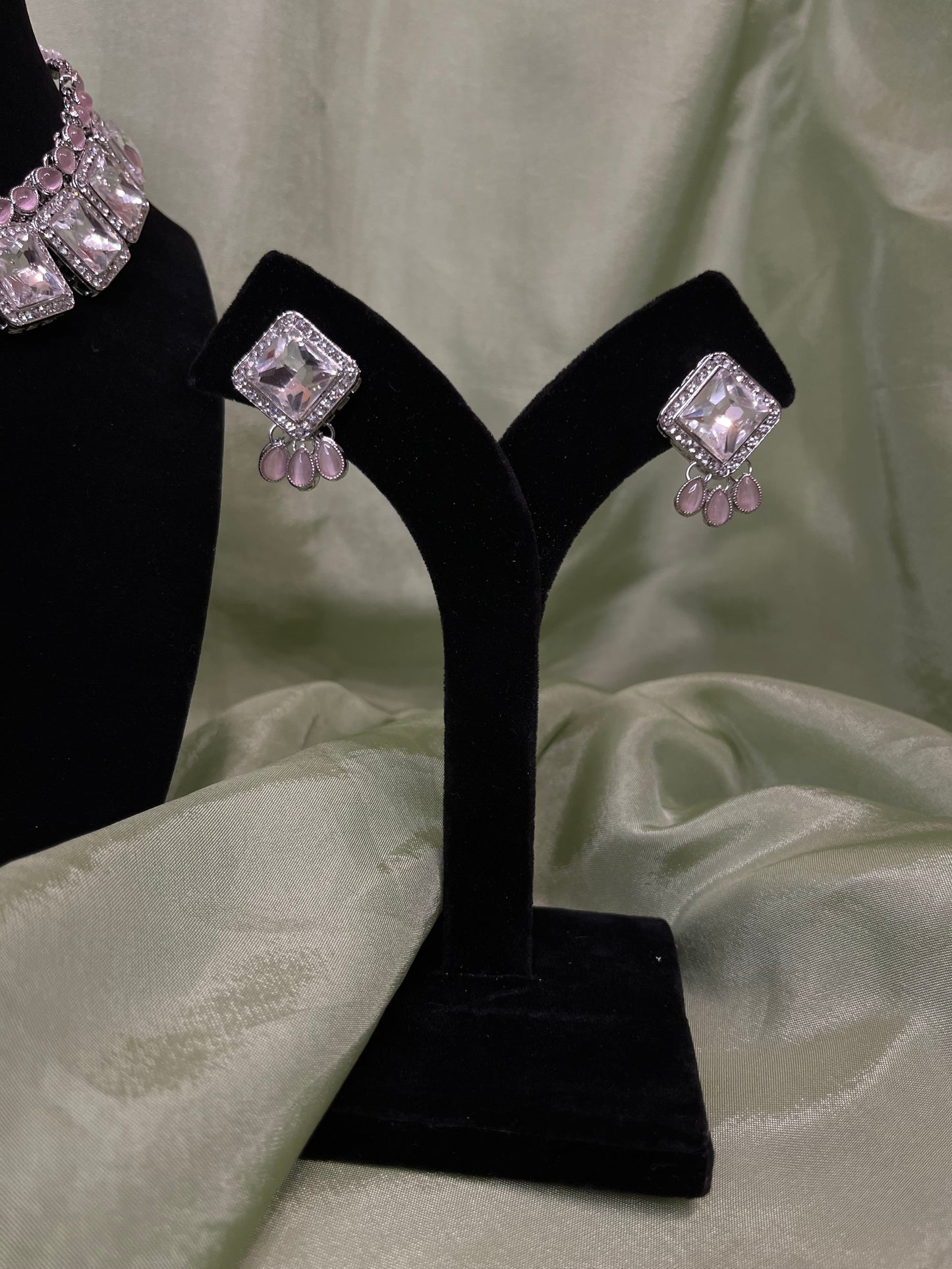 Baby pink American diamond set