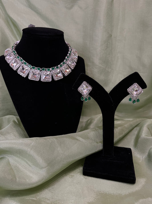Emerald green American diamond set
