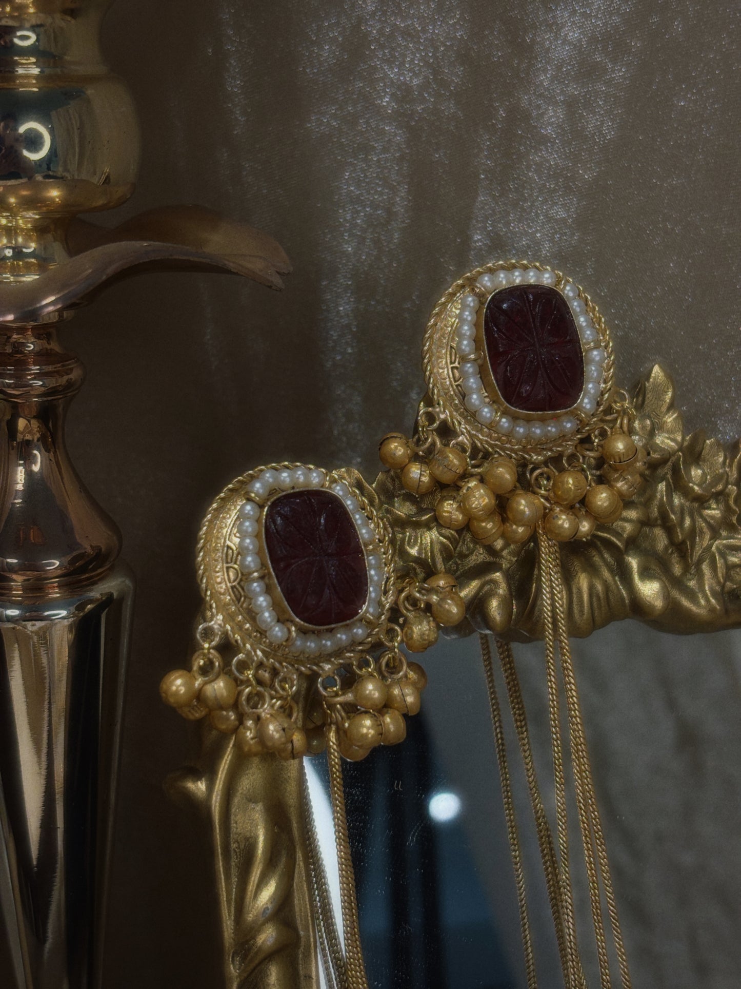 maroon statement earrings