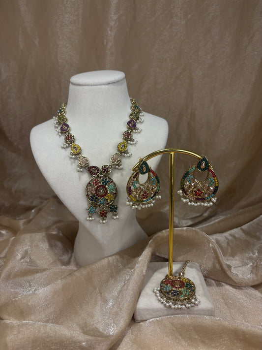 Multi colour necklace set
