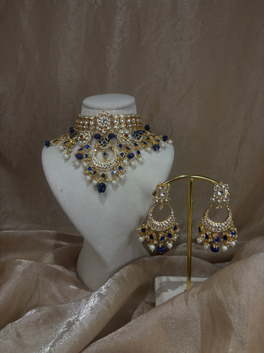 Heavy royal blue choker set