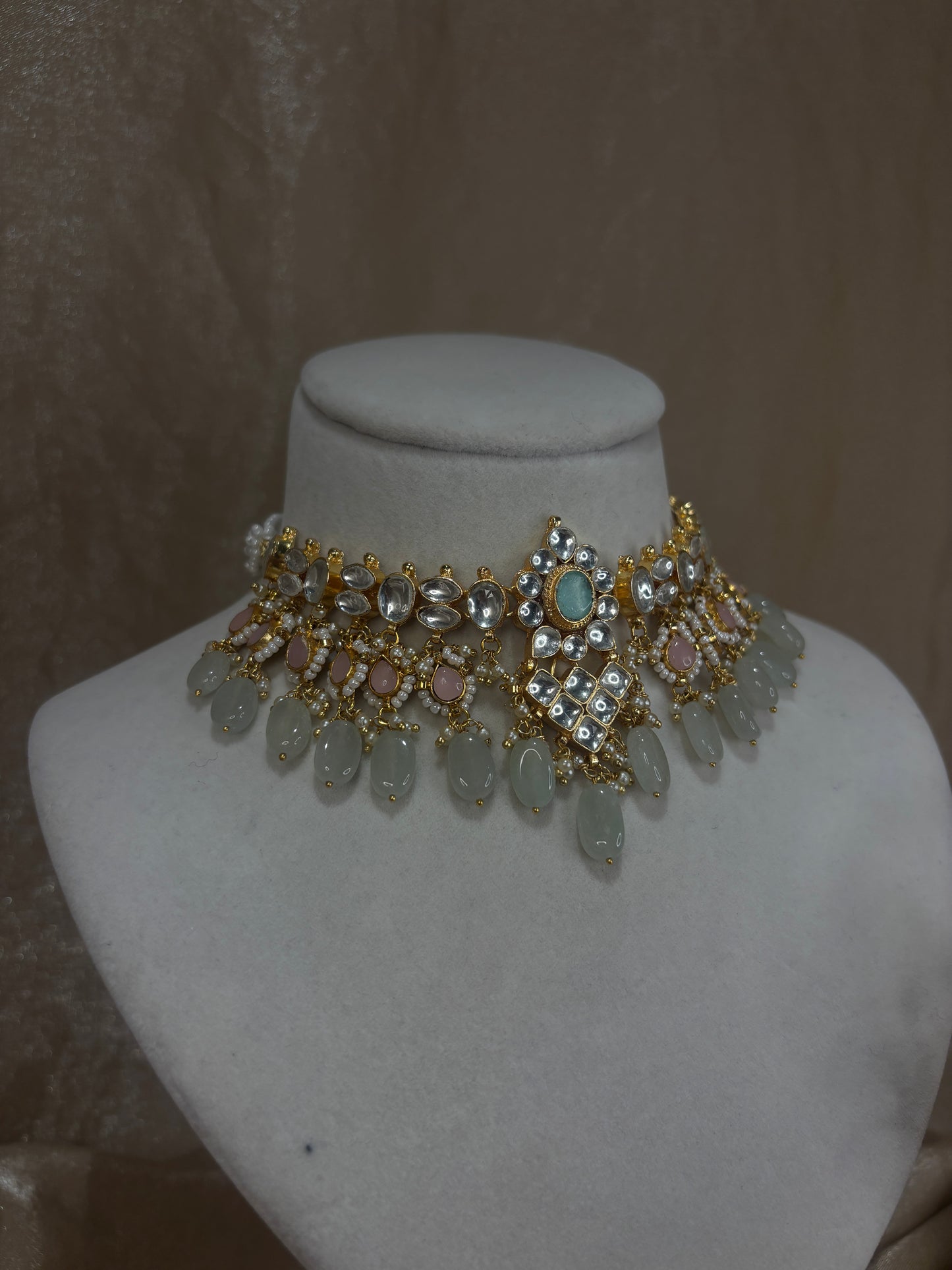Mint green/baby pink choker set