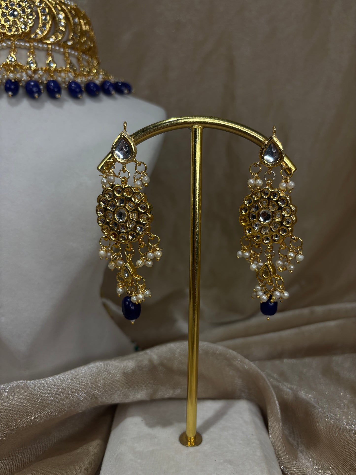 Navy blue kundan choker set