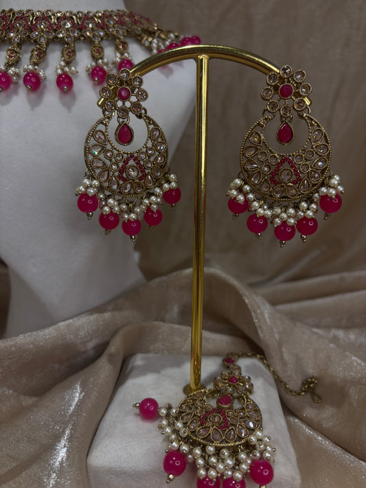 Hot pink necklace set