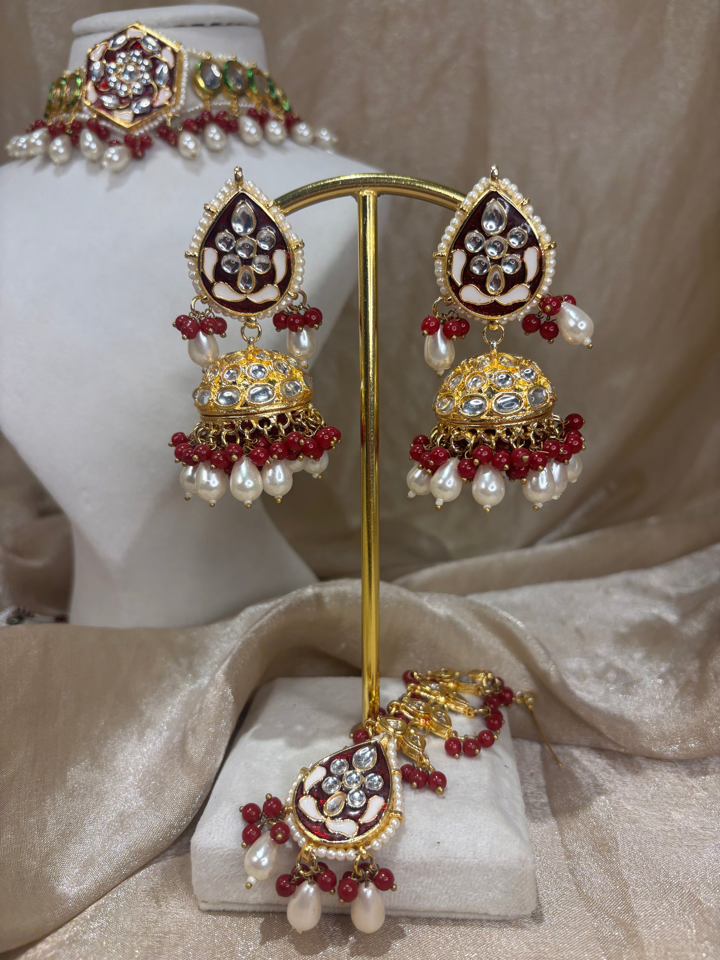 Red kundan choker set