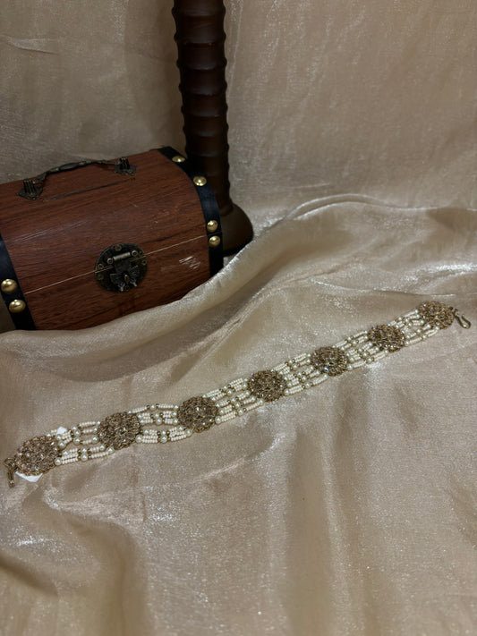 Pearl detail matha patti