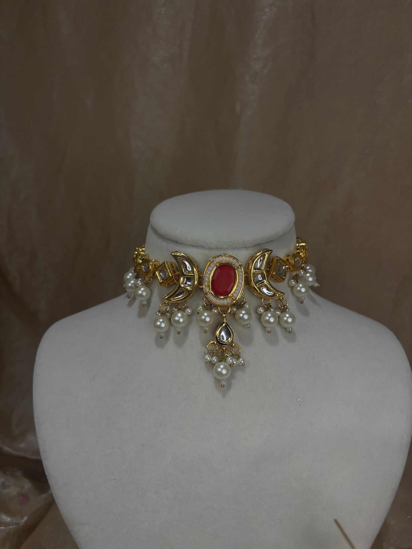 Red kundan choker set